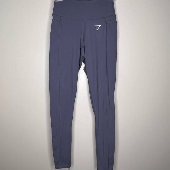 Gymshark Gray Blue Dry Moisture Management Leggings with Side Pockets XS - Picture 7 of 7
